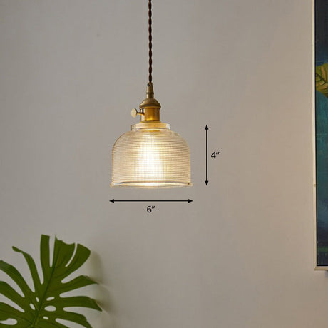 Prismatic Glass Bell Hanging Light Simplicity 1-Light Clear Ideal For Dining Rooms