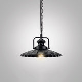 Industrial Geometric Metal Pendant Light With Black Finish And Single Bulb / H