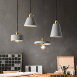 Nordic Grey Horn Shaped Ceiling Pendant Light With Cement Shade