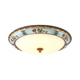 Blue Led Flushmount Lighting Traditional Resin Flower Ceiling Light For Corridor - 16/19.5/13.5