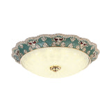 Flower Resin Led Flush Mount Ceiling Lamp For Traditional Living Rooms In Apricot/Green
