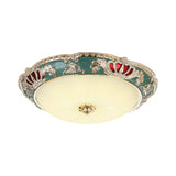 Traditional Resin Crown Flush Led Ceiling Lamp For Bedroom Apricot/Green