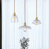 Vintage Style Brass Pendant Hanging Lamp With Glass Shade - Single-Bulb Dining Room Lighting