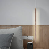 Minimalist Wooden Led Pendant Light - Pole Shaped Bedside Lamp
