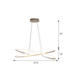 Artistic Aluminum Twist Led Chandelier Pendant Light For Dining Table White / 31.5