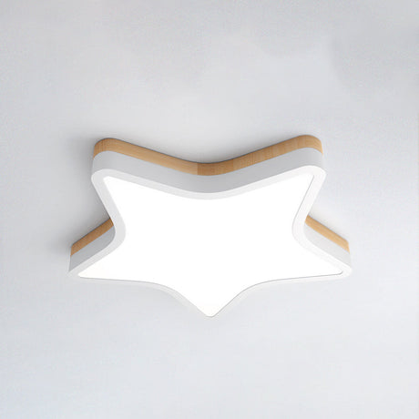 Kids Star Led Ceiling Lamp In Yellow-White - Acrylic Flush Mount Fixture For Bedrooms Yellow / 21.5