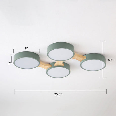 Macaron Round Flush Led Ceiling Mount Light - Creative Acrylic Lamp For Living Room 4 / Green