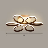 Modern Led Black Floral Metal Flush Light For Bedroom Ceiling / 23 Natural