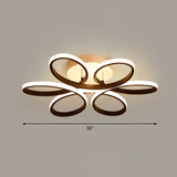 Modern Led Black Floral Metal Flush Light For Bedroom Ceiling / 36 Natural