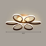 Modern Led Black Floral Metal Flush Light For Bedroom Ceiling / 29.5 Remote Control Stepless Dimming