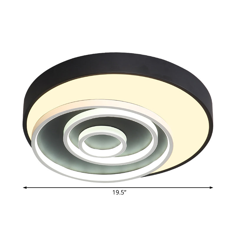 Modern Black Led Flush Mount Bedroom Lamp With Acrylic Circle Shade 16/19.5 Wide