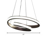 23/31.5 Wide Loop Ceiling Light Fixture - Modern Acrylic Led Chandelier In Brown With Warm/White