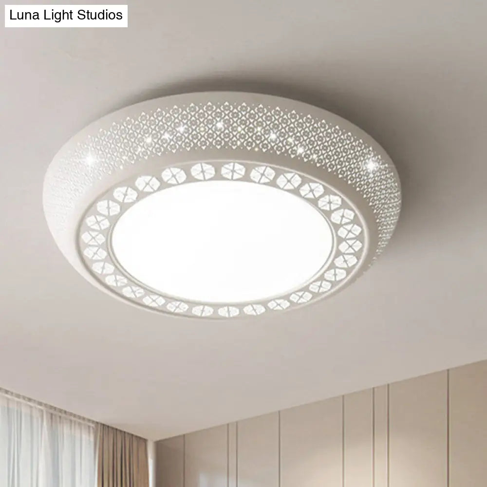 23/35 W Flush Mount Led Ceiling Light: Simple Cutout Design Acrylic White Bedroom Lighting In