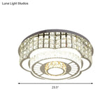 23.5’/31.5’ Floral Led Ceiling Flush Mount Lamp In Chrome With Crystal Accents