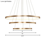 23.5/31.5 Gold Loop Chandelier Pendant With Modern Led Acrylic Ceiling Light In Warm/White