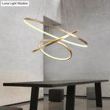 23.5/31.5 Gold Loop Chandelier Pendant With Modern Led Acrylic Ceiling Light In Warm/White