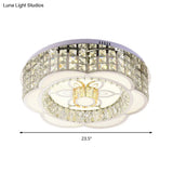23.5’/31.5’ Wide Crystal Flush Light Led Ceiling Fixture - Simple Flower Design In Chrome Ideal