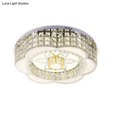 23.5’/31.5’ Wide Crystal Flush Light Led Ceiling Fixture - Simple Flower Design In Chrome Ideal