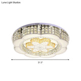 23.5’/31.5’ Wide Crystal Flush Light Led Ceiling Fixture - Simple Flower Design In Chrome Ideal