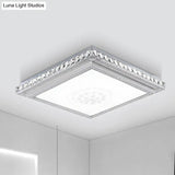 23.5-42.5’ Wide Led Ceiling Flush Mount Bedroom Lamp - White Light With Acrylic Shade & Crystal