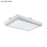 23.5-42.5’ Wide Led Ceiling Flush Mount Bedroom Lamp - White Light With Acrylic Shade & Crystal