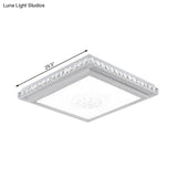 23.5-42.5’ Wide Led Ceiling Flush Mount Bedroom Lamp - White Light With Acrylic Shade & Crystal