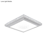 23.5-42.5’ Wide Led Ceiling Flush Mount Bedroom Lamp - White Light With Acrylic Shade & Crystal