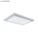 23.5-42.5’ Wide Led Ceiling Flush Mount Bedroom Lamp - White Light With Acrylic Shade & Crystal