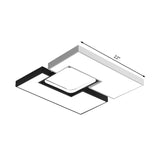Modern Metal Square/Rectangular Flush Mount Lamp - Black/White 22/31.5 Wide Led Ceiling Fixture With