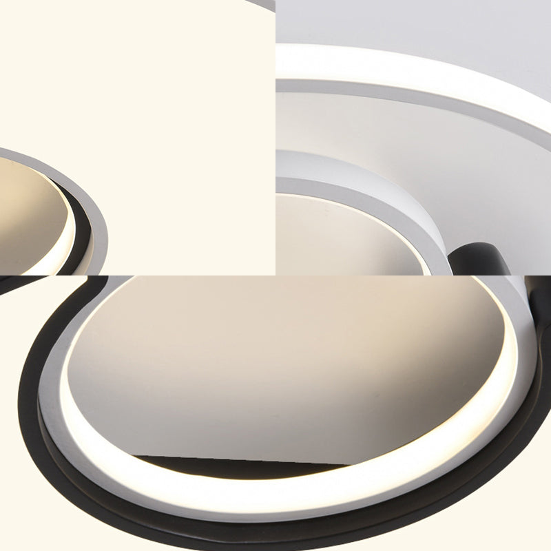 Modernist Black/White Metal Led Flush Mount Lighting - 19/22 Wide Fixture With Frosted Diffuser In