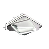 Modern Led Metal Semi Flush Mount Lamp - 16’/19.5’/35.5’ Wide Black And White