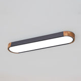 Minimalist Led Flush Mount Ceiling Light: Grey Wood Accent Oblong Shape / 25.5 Warm