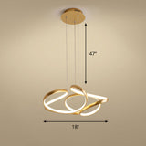 Modern Gold Led Chandelier For Restaurants - Metal Twist Design / 18 Warm