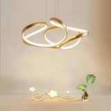 Modern Gold Led Chandelier For Restaurants - Metal Twist Design