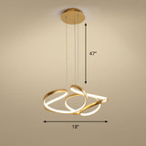 Modern Gold Led Chandelier For Restaurants - Metal Twist Design / 18 Remote Control Stepless Dimming