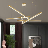 Sleek Metal Led Chandelier For Living Room Ceiling