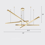Sleek Metal Led Chandelier For Living Room Ceiling 5 / Gold White