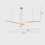 Sleek Metal Led Chandelier For Living Room Ceiling 3 / Gold Warm