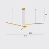 Sleek Metal Led Chandelier For Living Room Ceiling 3 / Gold White