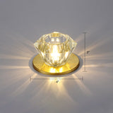 Simple Clear Crystal Gemstone Shaped Flush Ceiling Light For Hallways - Mount Fixture / Warm