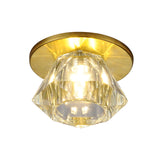 Simple Clear Crystal Gemstone Shaped Flush Ceiling Light For Hallways - Mount Fixture