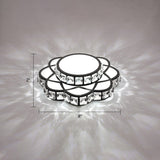 Modern Crystal Led Flush Mount Ceiling Light - Black Floral Design For Gallery / White