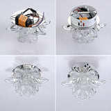 Modern Lotus Blossom Led Flush Mount Ceiling Light With Clear Crystal Accent - Ideal For Hallway And