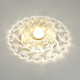 Flower Shape Crystal Flush Mount Ceiling Light Fixture With Led Modern Aisle Lighting Clear / F