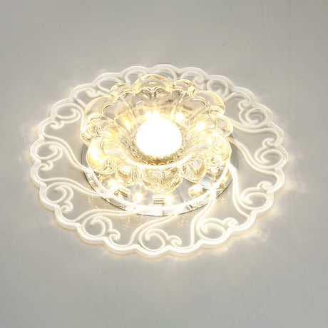 Flower Shape Crystal Flush Mount Ceiling Light Fixture With Led Modern Aisle Lighting Clear / F