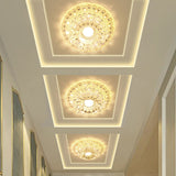Modern Led Crystal Ceiling Lamp - White Flush-Mount Entryway Light Fixture Clear / Warm