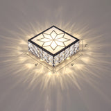 Clear Led Flushmount Ceiling Light With Beveled Crystal Square Design For A Minimalist Foyer Look /