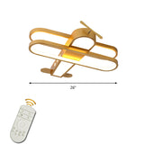Cartoon Biplane Led Ceiling Flush Light For Boys Room - Acrylic Flush-Mount Fixture
