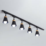 Nordic Style Cone Metal Shade Spotlight Track Light - Living Room Semi Flush Mount Lamp 5 / Black