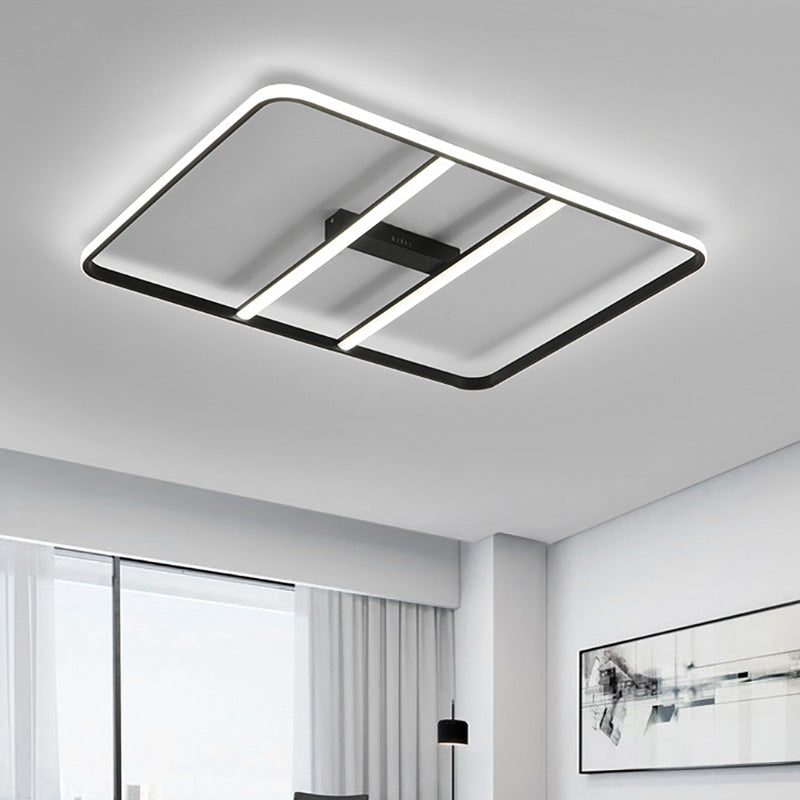 Modern Led Semi Flush Mount Ceiling Lamp - Black Metal Shade White/Warm Light 12/23.5 Wide / 23.5